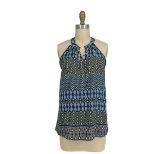Collective Concepts Geometric Striped Sleeveless Halter Top Blouse Small